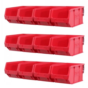 Parts Bins & Wall Rail Set 12 x Size 3